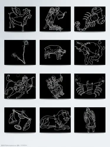 简约手绘十二星座素材