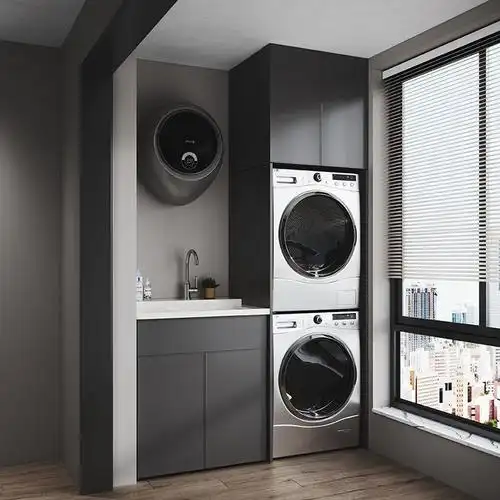 阳台洗衣机烘干机一体柜叠加组合洗衣柜洗衣台洗烘一体厂家定制 洗烘