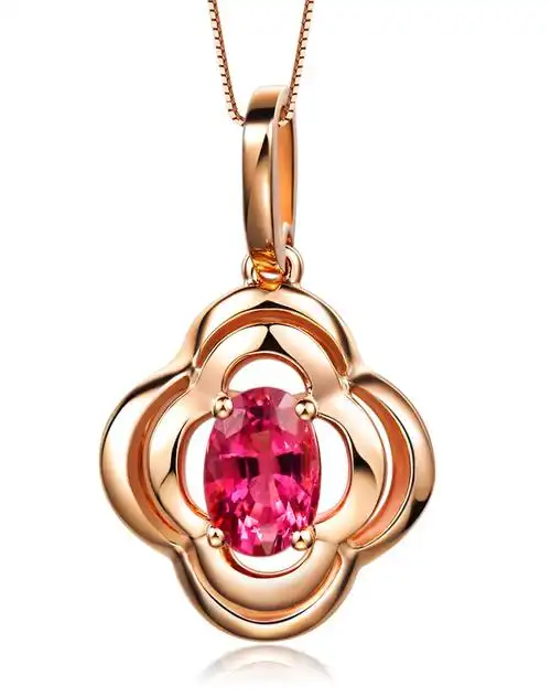 玫瑰18k金碧玺吊坠