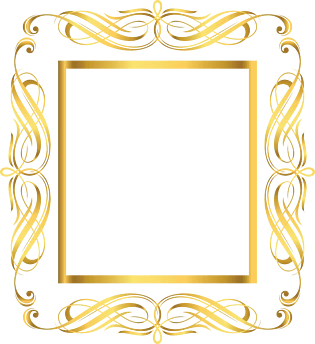 pngpsd2000*2000黄色窗花剪纸pngpsd2000*2000创意黄金色装饰边框花纹