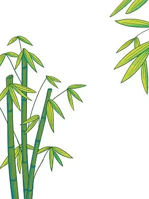 绿色手绘卡通竹叶竹子竹竿植物元素png素材