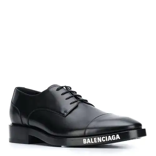 【包邮包税】balenciaga/巴黎世家 男鞋 品牌字母logo 男士黑色皮质