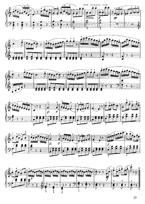 小奏鸣曲 op 36 no 3 克列门蒂 钢琴谱 五线谱