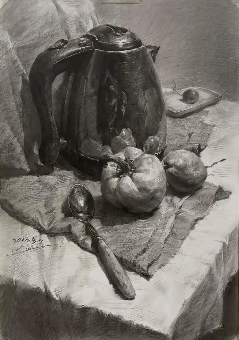 "装饰画"简陋的地儿,孤单的人,唯有画,度漫漫长夜#素描静物 - 抖音