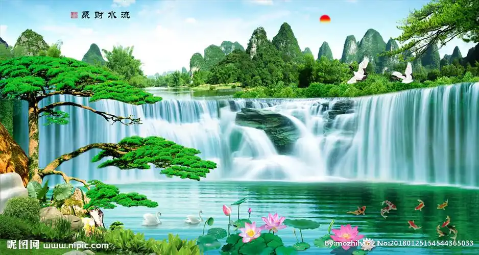 山水画设计图__风景_psd分层素材_设计图库_昵图网nipic.com