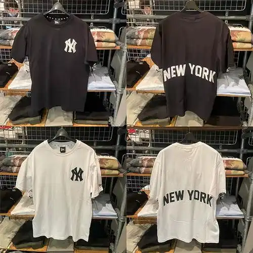 mlb yankees 夏季潮牌男士ny毛绒洋基队简约休闲短袖t恤情侣20131