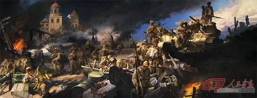 油画《平津战役》