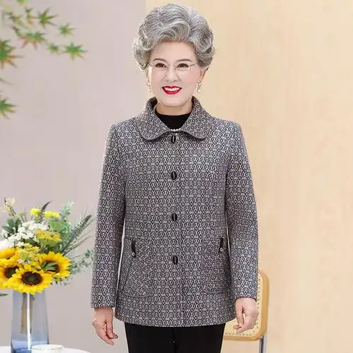 老年人秋装外套女奶奶装上衣老太太衣服60岁70妈妈装春秋长袖褂子