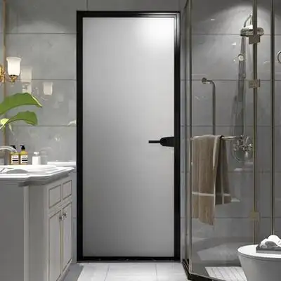 网红16极窄平开门卫生间门玻璃洗手间门厕所浴室极窄门钛镁铝合金