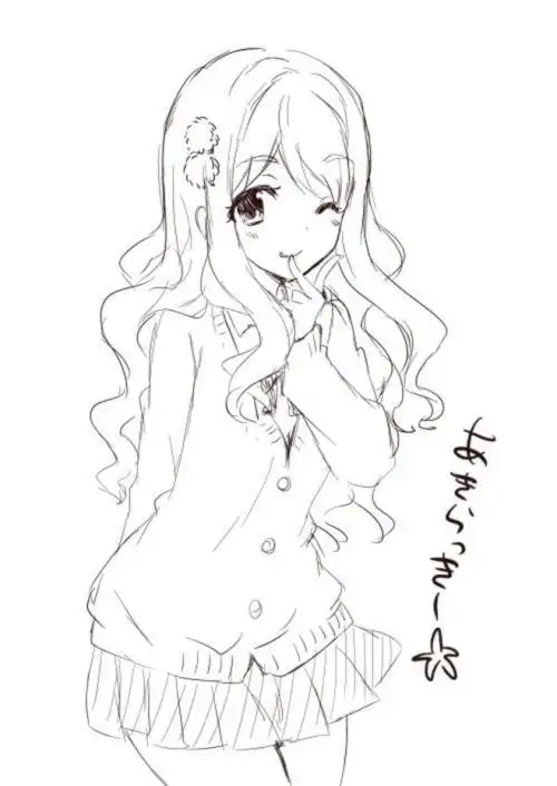 初音未来简笔画黑白线稿 二次元 少女 q版 萌系 初音未来 壁纸qianxi