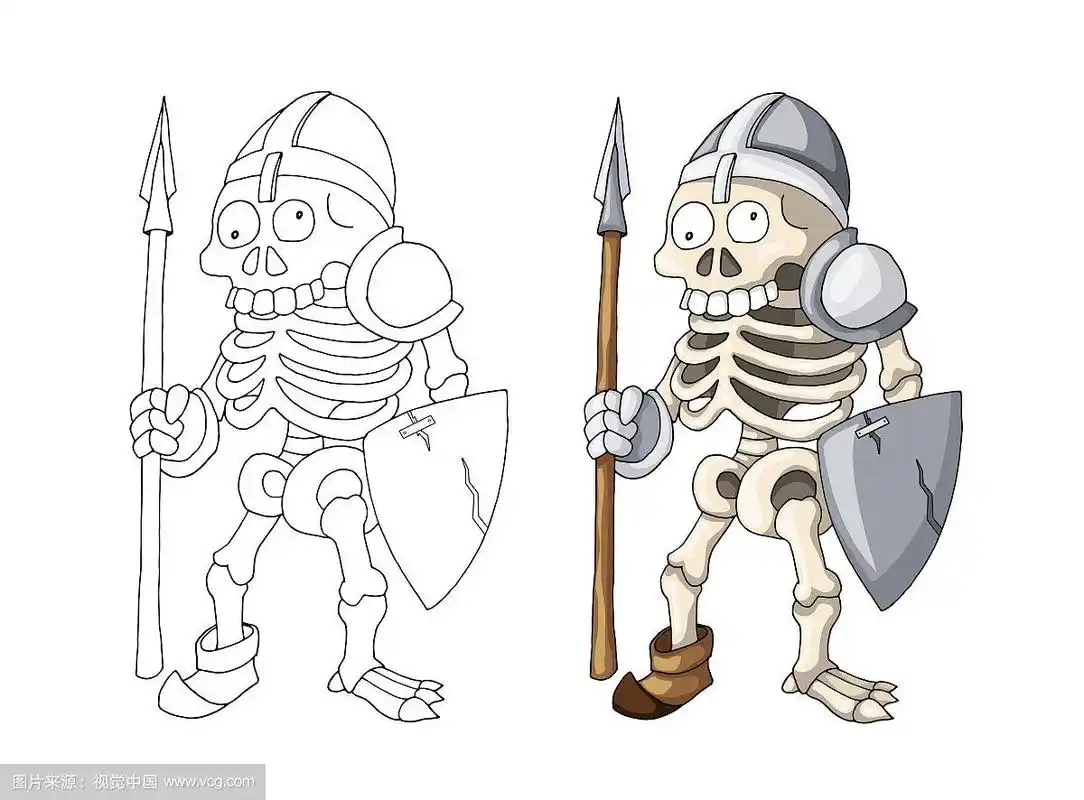 人类骷髅战士手持长矛