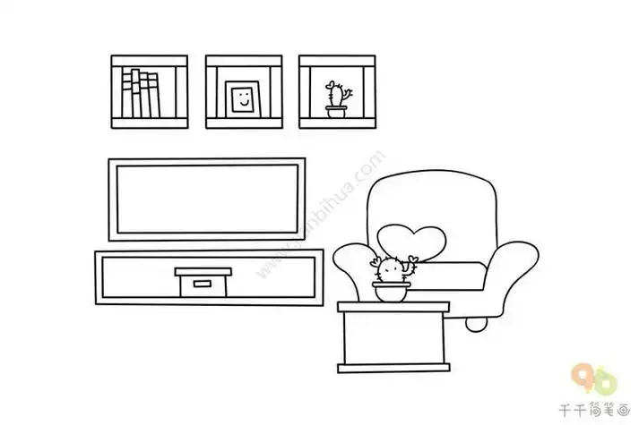 客厅简笔画怎么画