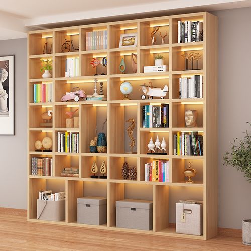 书架满墙组合置物架简约漫咖啡落地书本收纳实木书架