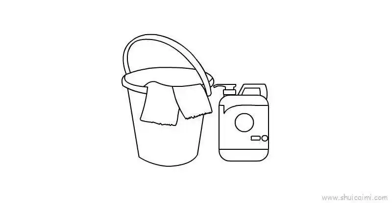 清洁工具儿童画怎么画 清洁工具简笔画步骤