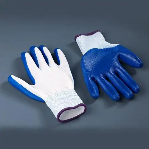 丁腈手套5双工作劳保丁腈浸胶手套防滑耐油抗腐蚀涂胶手套耐磨透气