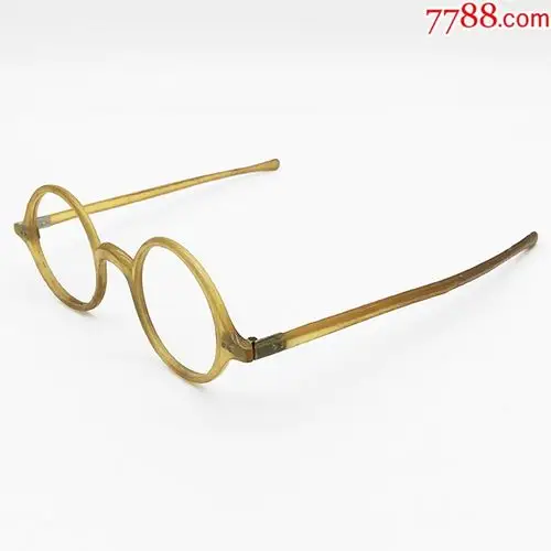 西洋古董眼镜.1920年美国制.牛角材质.民国圆框架.文艺气质老件