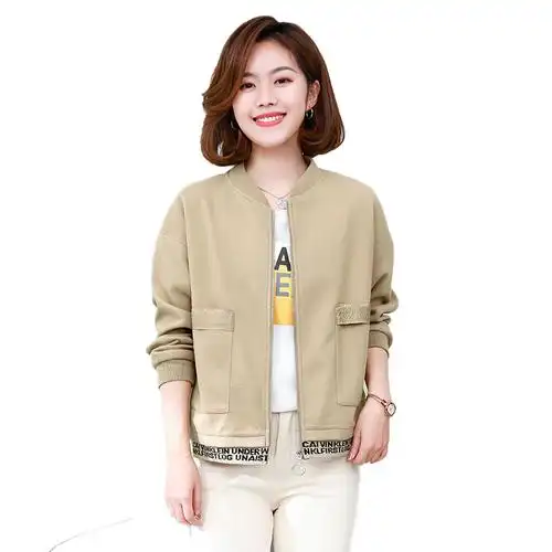 棒球服女中年妈妈2021春秋秋装新款宽松短款中老年女装