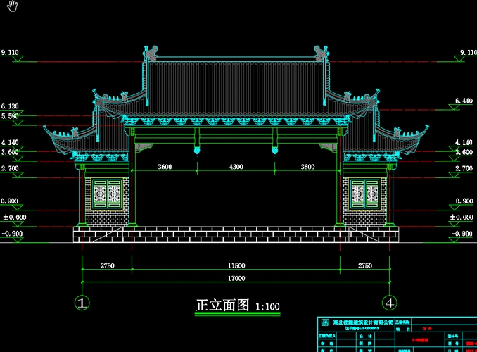 仿古戏台建筑结构施工图纸