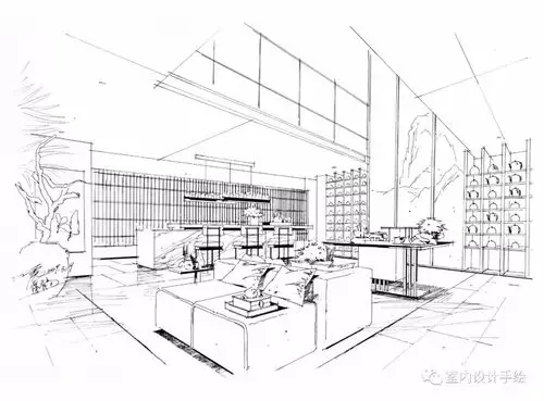 手绘不得不看本期嘉宾丁震老师室内空间线稿篇