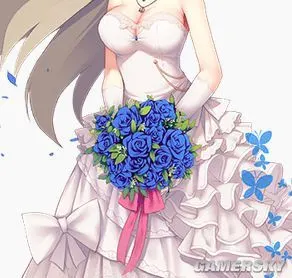 战舰少女r列克星敦婚纱立绘 太太手中的蓝玫瑰花语 _ 游民星空手游频