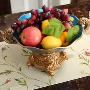 欧式水果盘高档家居干果盆客厅茶几摆设田园装饰摆件乔迁结婚礼物