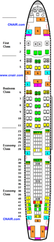 瑞士国际航空公司空中客车a340-300 (three class) 机型 - 航班座位图