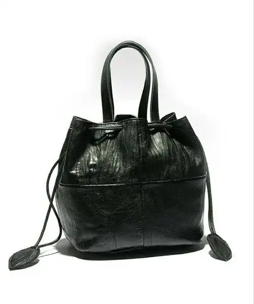 外贸日本真皮束口抽带褶皱水桶包斜挎山本包山本耀司yohji风女包