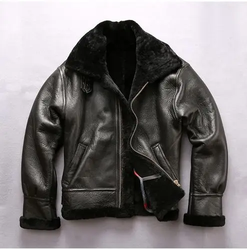 avirexfly绵羊皮b3皮毛一体 男 美国空军飞行服真皮皮衣冬季外套