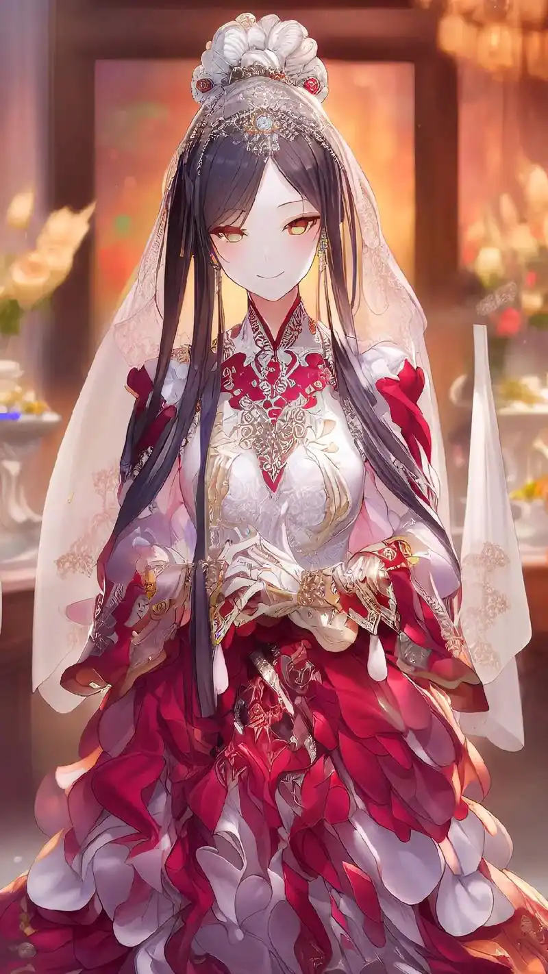 嫁衣  壁纸.#动漫壁纸 #二次元动漫 #囍 #嫁衣 #婚纱 - 抖音