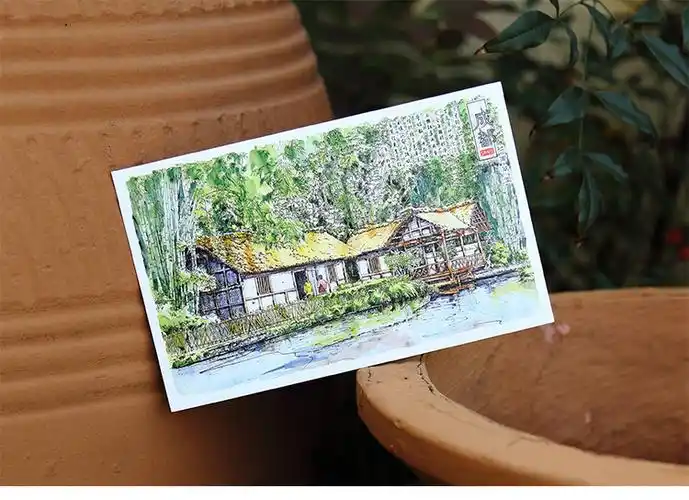 四川成都手绘明信片旅游文创纪念品伴手礼大熊猫宽窄巷子