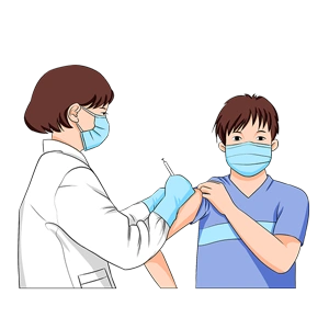 男孩接种新冠疫苗免抠素材