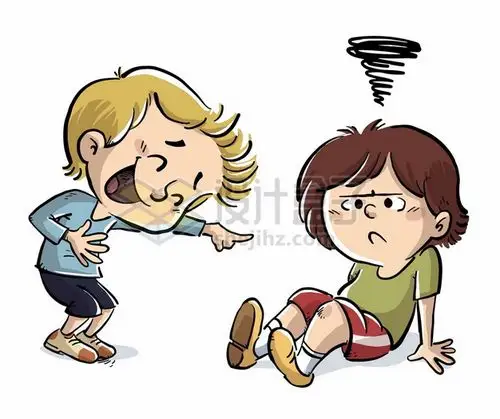 卡通男孩嘲笑同伴摔倒155642png矢量图片素材