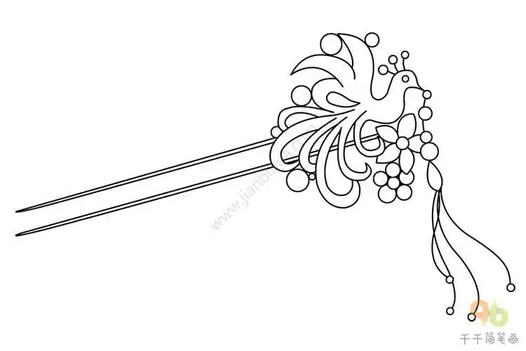 古代步摇头饰的简笔画