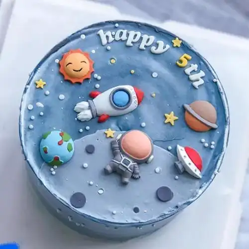 银河系宇宙主题儿童蛋糕装饰品宇航员小火火箭星球节日装扮用品