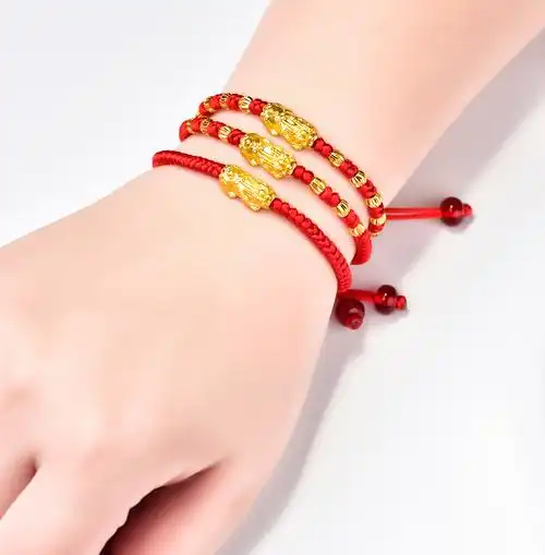 老凤祥风格黄金貔貅手链男女红绳手链足金转运珠999纯金皮丘招财貔恘