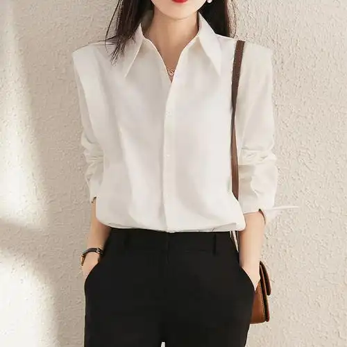 衬衫女水洗白图片