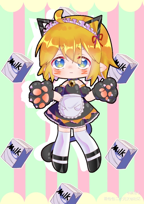 女仆装_凹凸世界金q版女仆装头像绘画作品