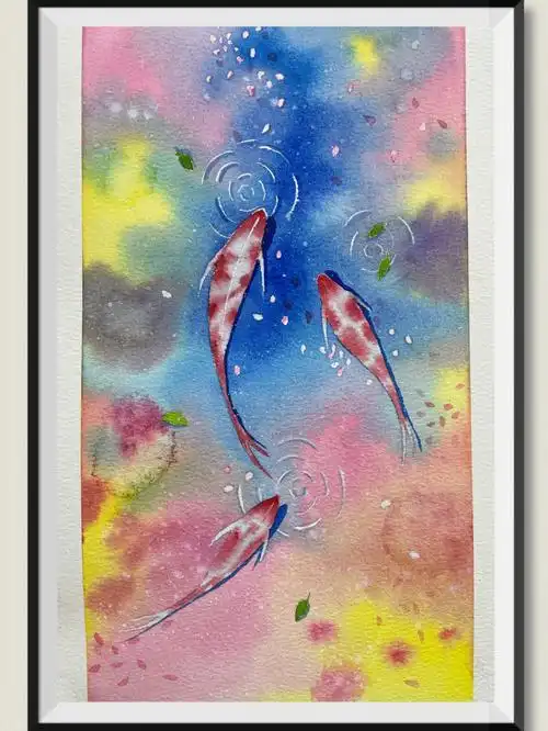 黄色有点过于亮了雪花也没开好趁湿晕染技法感觉有进步了呢#水彩入门