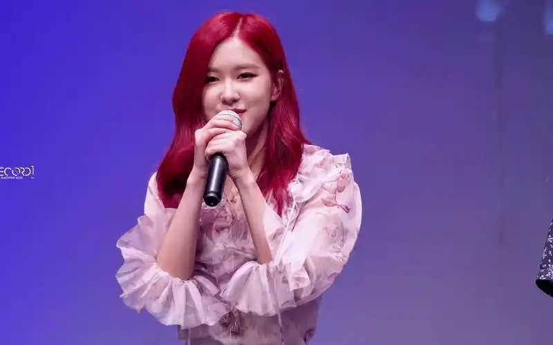 高清4k blackpink 朴彩英 rosé 见面会 粉色上衣 红发