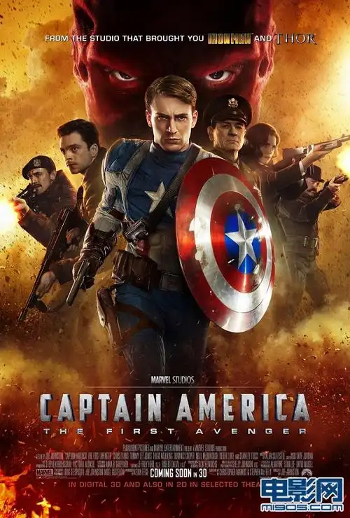 执导,克里斯·埃文斯主演的漫画大片《美国队长》曝光新版海报