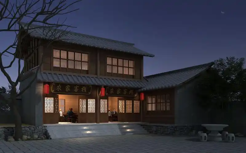 古建客栈夜景(临摹)