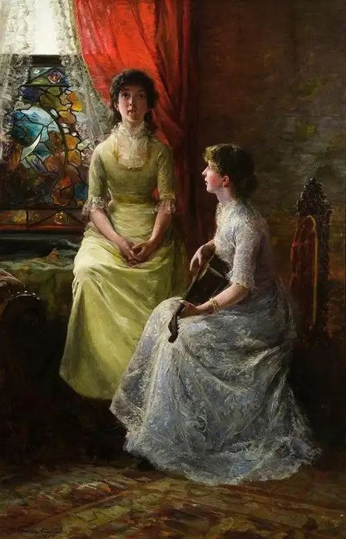 欧洲油画欣赏《 古典浪漫的宫廷贵族女子》