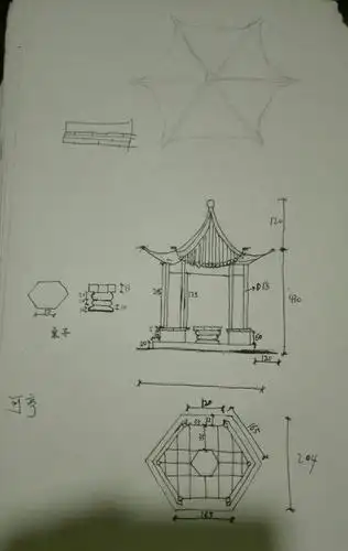 园林亭子简笔画教程