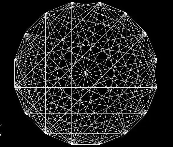 绘制边长为100的正16边形,讲各个顶点链接起来.