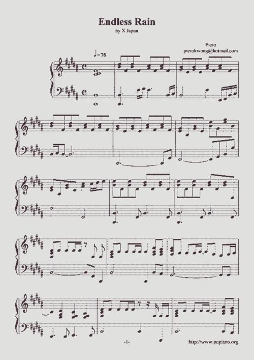 endless rain_钢琴曲谱_哆来咪123曲谱网