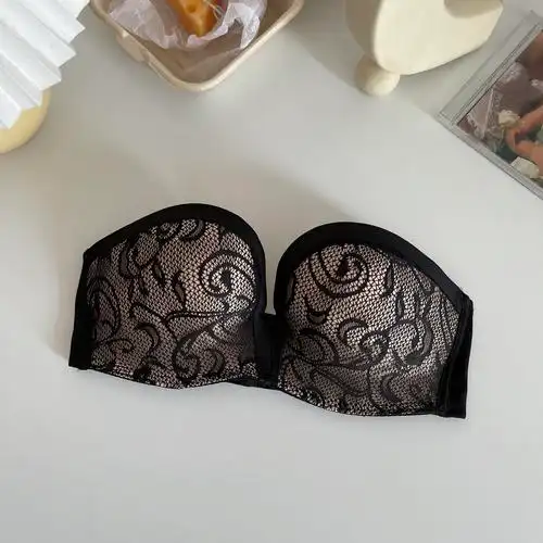 实拍实价超防滑文胸无肩带 隐形聚拢薄款半杯无痕婚纱内衣抹胸