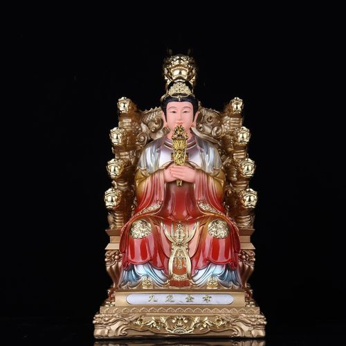 圣母风水彩绘像供奉圣母镇宅神像树脂树脂九龙九龙佛像汉白玉摆件