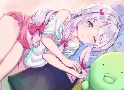 单闭眼白发女孩4k动漫壁纸