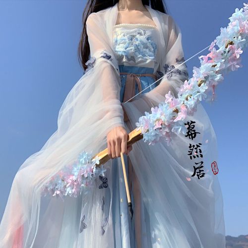 幕然居原创汉服配饰摄影道具弓箭渐变流苏大气超仙气花朵唯美百搭