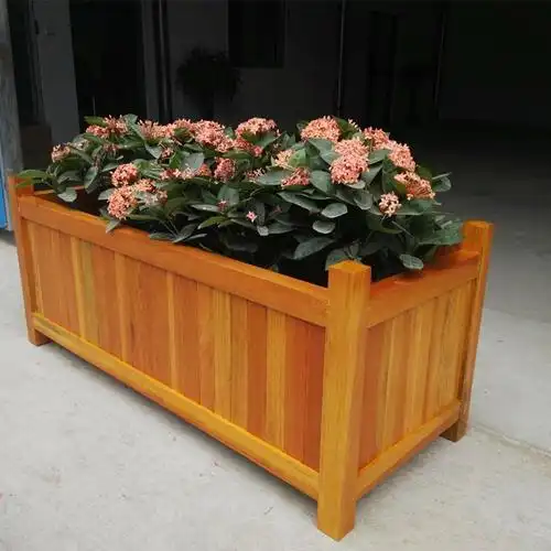 厂家承接海棠木花箱定制市政道路种植花桶木质户外花箱实木花盆